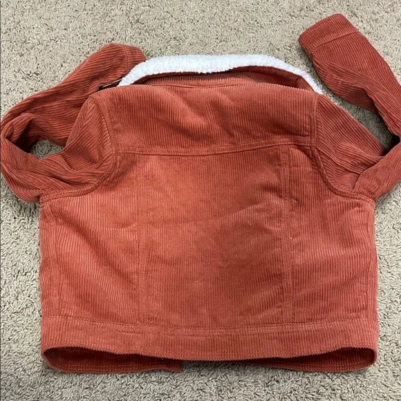 NWT Cat & Jack Rust Corduroy Jacket with Sherpa Collar - Picture 5 of 6
